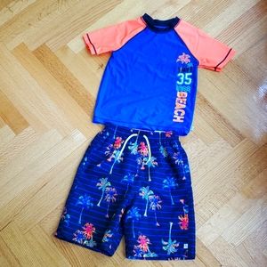 Boys swim trunks and rashguard set - sz 7
